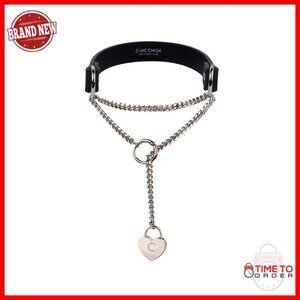Adjustable Leather Slip Chain Necklace with Heart Charm, Punk Gothic Choker